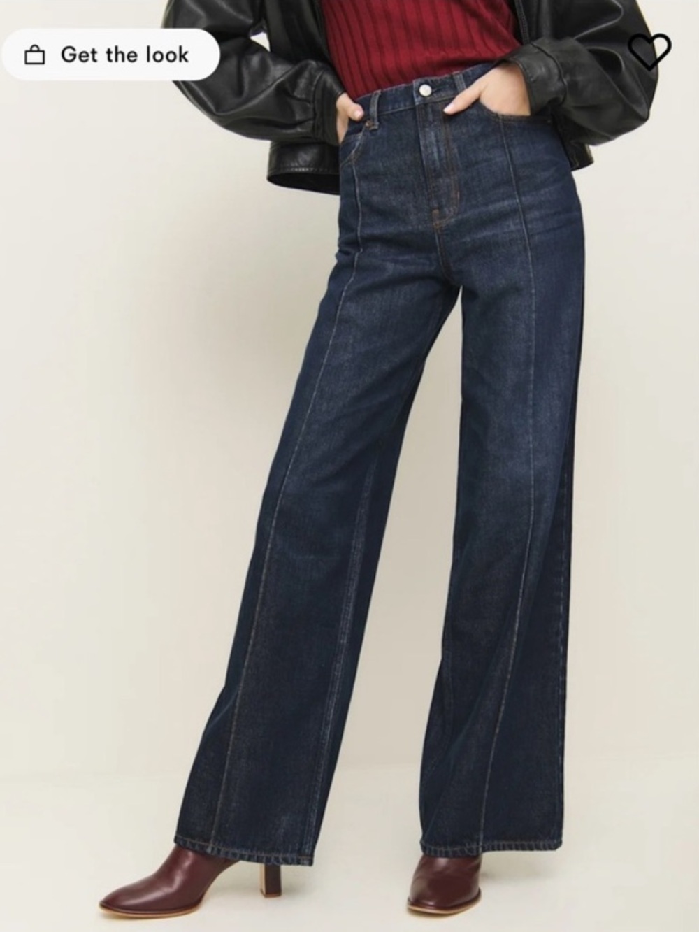 Reformation Dark Blue Cary High Rise Slouchy Wide Leg Jeans
